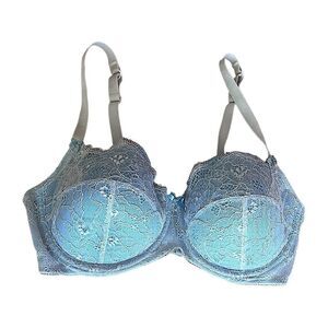 b.tempt’d Blue White Lace Padded Balconette Bra Size 36D